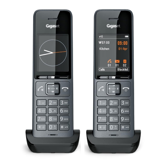 Gigaset Comfort 520HX Duo - 2 DECT-telefoni laadimisalusega - Fritzboxiga ühilduv, juhtmeta telefon ruuteri ja DECT-aluse jaoks, titaanmust [Ühildub Saksamaal, Itaalias, Prantsusmaal, Hollandis, Belgias, Chemie's, Austraalias] [Ilma aluseta]