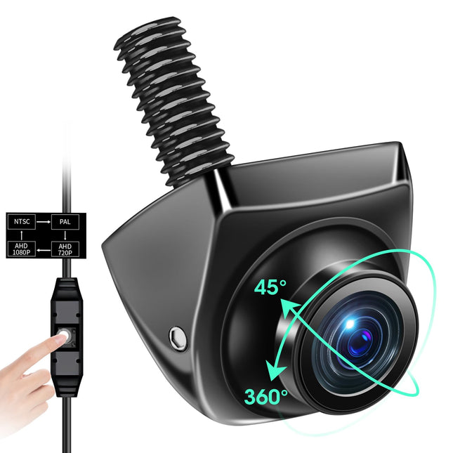 【Kõrge ühilduvus】Tagurduskaamera 360° pööratav tahavaatekaamera autole, toetab AHD 1080P/720P/NTSC/PAL mudeleid, tahavaatekaamerad auto matkaautodele, super öise nägemisega, IP69K parkimisabi, 170° lainurk
