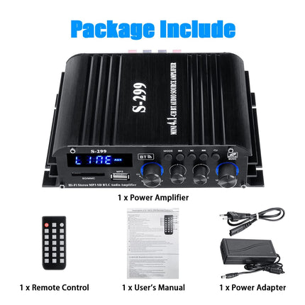 Etlephe 4.1 kanaliga 1600W minivõimendi, Bluetooth 5.0 võimendi 50Wx4 + aktiivne subwoofer, Hi-Fi integreeritud kõlarivõimendi kodukino vastuvõtusüsteem koju või autosse