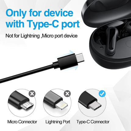 Aiivioll USB-C laadimiskaabel Anker Soundcore Life P2 P3 A1 X10 Q30 Q35 Q10 kõrvaklappidele Dot 2 Note Liberty 4, Air 2, 3 Pro kõrvaklappidele, USB A-tüüpi C kiirlaadimise asenduskaabel (1M)