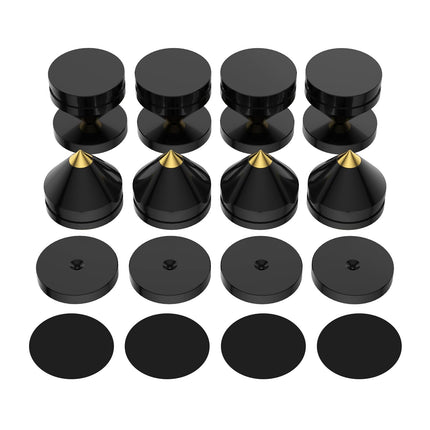 Pack of 8 speaker spikes set, speaker stands HiFi speaker audio amplifier DAC CD isolation stand cone feet shockproof base pad speaker feet made of aluminum alloy spikes (black)