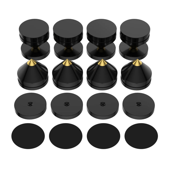 Pack of 8 speaker spikes set, speaker stands HiFi speaker audio amplifier DAC CD isolation stand cone feet shockproof base pad speaker feet made of aluminum alloy spikes (black)