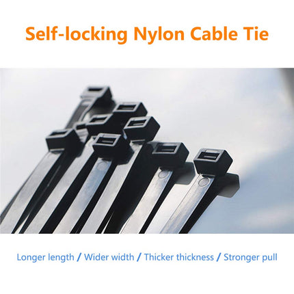 JQKX cable ties 500mm x 7.6mm, UV-resistant ultra strong cable ties with 70 kg tensile strength, nylon, black, 100 pieces