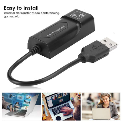 Dpofirs Etherneti-RJ45 adapter, 100 Mbps kiire USB 2.0-RJ45 konversioonikaabel, universaalne lairiba muundur sülearvutitele ja lauaarvutitele