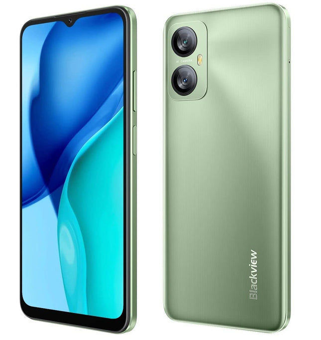 Blackview A52 Android 12 mobiiltelefon lukustamata, 6,5-tolline tilk-kujuline ekraan, kaheksatuumaline 2GB 32GB (512GB väline SD), 13MP+5MP, kahe SIM-kaardiga nutitelefon, 5180mAh aku, näotuvastus ja sõrmejäljelugeja, roheline