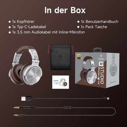 OneOdio Bluetooth-kõrvaklapid kõrva otsa [kuni 110 tundi ja BT 5.2] Juhtmevabad Bluetooth-kõrvaklapid 50 mm draiveritega, HiFi stereo kokkupandavad juhtmevabad kõrvaklapid mikrofoniga sülearvuti/mobiiltelefoni/arvuti jaoks - hõbepruunid