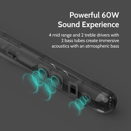 i-box Soundbar teleriseadmetele, Dolby Surround Soundi, Bluetoothi, AUX-i, HDMI ARC-i ja USB-ga teleritele mõeldud helisüsteem arvutikõlarite, muusika, filmide, monitori ja kodukino jaoks, stereokõlaritega