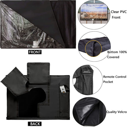 Outdoor TV Cover with Clear Front COOSOO TV Cover Waterproof Universal Protector for LCD LED Plasma TVs with Remote Control Pocket, Suitable for 46-48 inch TVs