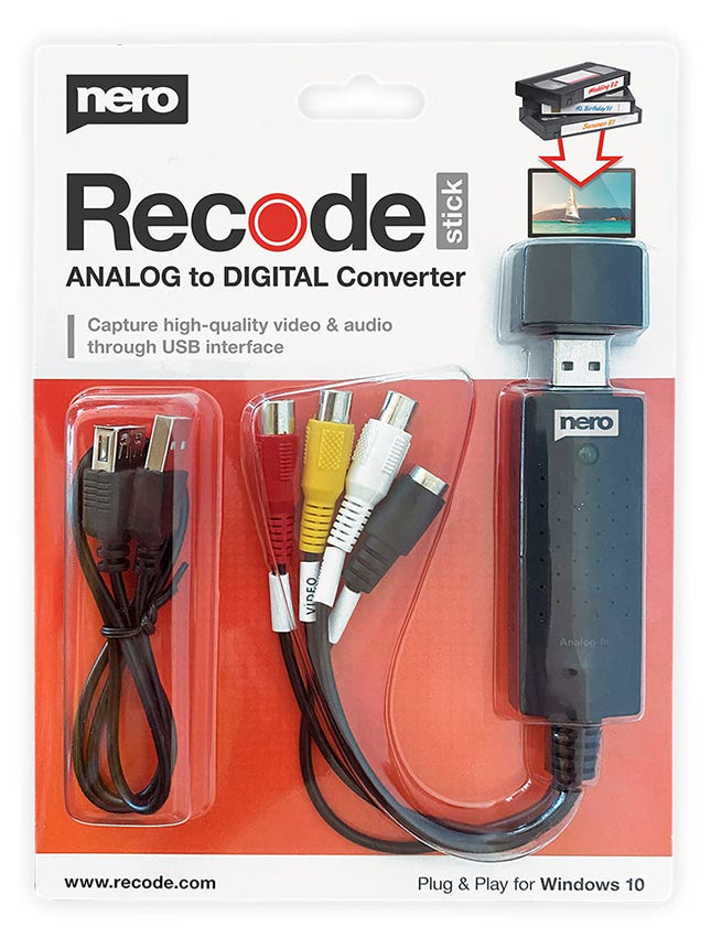 Nero VHS USB-videokaardi salvestuspulk | Digiteeri oma VHS | Analoog-digitaalkaardi salvestus | Windows 11/10 | MacOS (videokassettide digitaliseerimine | S-VHS | Hi8 | Super 8 | DVD arvutisse)