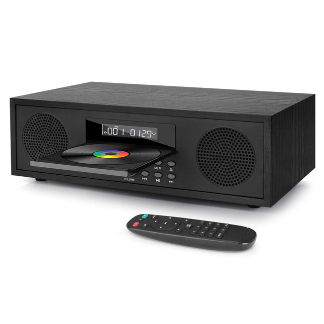 Kompaktne süsteem CD-ga Bluetooth, CD-169 stereosüsteem, kompaktne CD-mängija 2 x 20-vatise mini-Hi-Fi süsteemiga, FM-raadio, Aux-sisend, USB-taasesitus, stereosüsteem CD-ga Micro Hi-Fi süsteem (puidu imitatsioon)