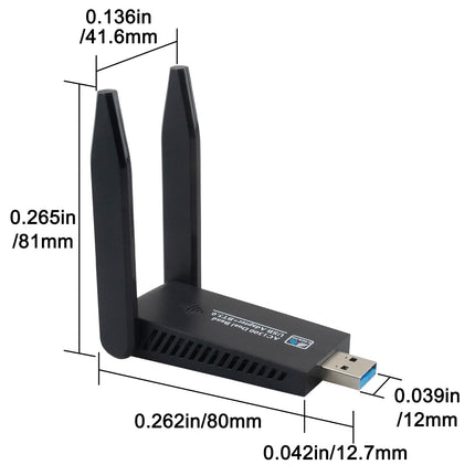 BOOBRIE WLAN-pulk arvutile, kahe sagedusribaga 2,4 GHz, 5 GHz antenniga, USB 3.0 adapter, 1300 Mbps koos MU-MIMO-ga, traadita WLAN-pulk sülearvutile/lauaarvutile/PC-le, ühildub Windows 10/8/7/Vista/XP ja Mac OS X-iga