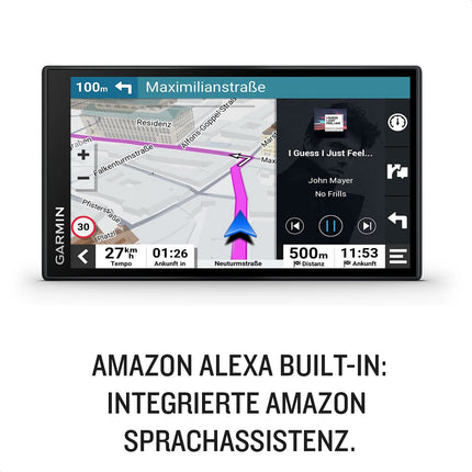 Garmin DriveSmart 66 MT-S Amazon Alexa – navigatsiooniseade sisseehitatud Alexaga, ere 6-tolline (15,2 cm) HD-ekraan, Euroopa 3D-kaardid keskkonnavöönditega, reaalajas liiklusteave Garmin Drive'i rakenduse kaudu.