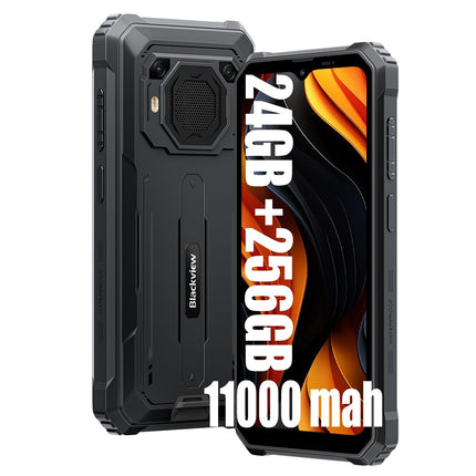 Blackview BV6200 Plus Outdoor Mobile Phone, 11000mAh, 24GB+256GB/2TB (2025), Smartphone Without Contract, 98DB Loudspeaker, 6.56" 90Hz, IP69K Waterproof, Construction Site Phone, 16MP+13MP/Dual 4G/OTG/GPS/NFC (Black)