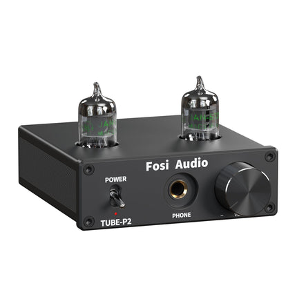 Fosi Audio P2 Tube Headphone Amplifier Vacuum Tube Preamplifier Mini Hi-Fi Stereo Audio with Low Ground Noise Output Protection for Headphones