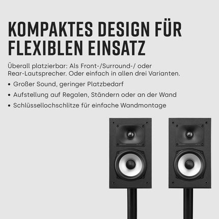 Polk Audio Monitor XT15 kompaktne riiulikõlar, stereokõlar, ruumilise heli kõlar, Hi-Res sertifitseeritud, Dolby Atmos ja DTS:X ühilduv, HiFi ja kodukino kõlarid (paar)