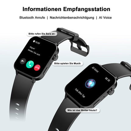 Blackview Smartwatch Men Women, 1.85'' Fitness Watch with Make and Answer Calls, Sports Watch, 100+ Sports Modes, Pedometer, Sleep Monitor, Heart Rate, Smart Watch Fitness Tracker for Android iOS