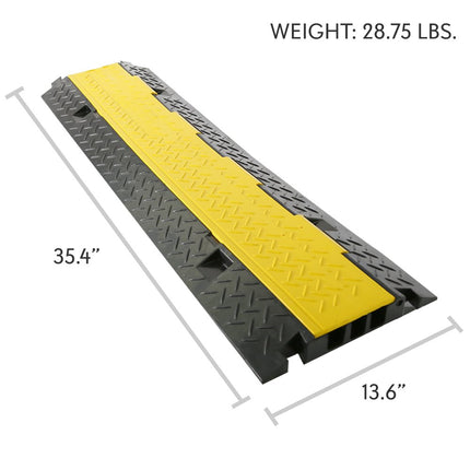 Pyle Heavy-Duty Cable Protector Ramp Cover - Supports 15000 kg Three-Channel Heavy-Duty Cable Protector with Hinged Top, 89.9 x 34.5 x 5 cm Indoor/Outdoor Cable Concealer
