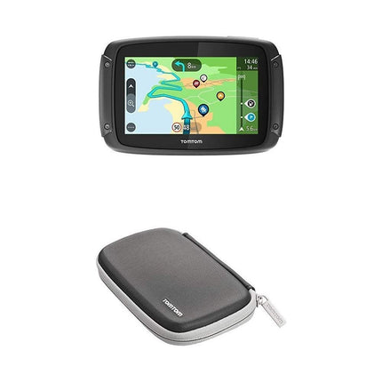 TomTom Motorcycle Navi Rider 500, 4,3-tolline ekraan, spetsiaalselt mootorratastele mõeldud käänulised ja mägised marsruudid, liiklusummikute vältimine tänu TomTom Trafficule, Euroopa kaardiuuendused, mootorrattahoidik + kaitsev kandekott