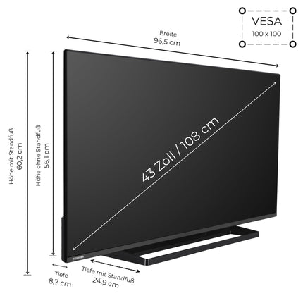Toshiba 43-tolline Fire TV (4K UHD nutiteler, HDR Dolby Vision, kolmekordne tuuner, sisseehitatud Alexa, Onkyo heli) 43UF3F63DAZ