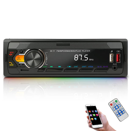 Autoraadio Bluetooth 5.0, FM/AM/7 värvitooniga autoraadio Bluetooth käed-vabad süsteemiga, 1 DIN autoraadio 2 USB/AUX/SD/MP3 mängija puldiga, iOS/Android tugi
