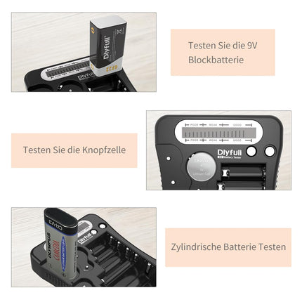 Dlyfull LCD universaalne akutester AA AAA CD 9V digitaalne testseade CR123A CR2 CRV3 2CR5 CRP2 akutester 1,5 V ja 3 V nööppatareidele, must