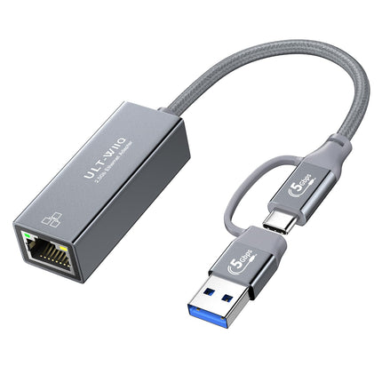 USB Ethernet 2.5Gb Adapter, USB C to RJ45 2.5Gbit LAN Network Adapter with 1000/2500Mbps Gigabit Ethernet for MacOS, Mac Mini, Windows, Linux, Steam Deck, iPad, MacBook, PC, Laptop, Tablet, NAS