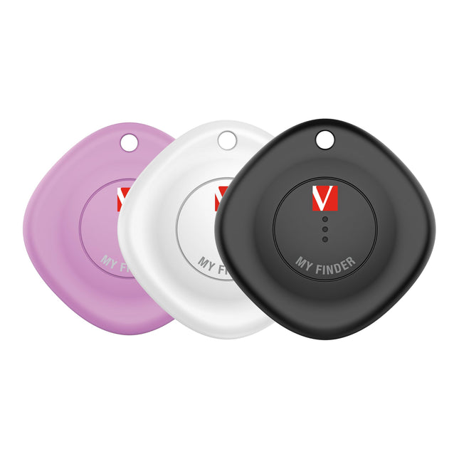 Verbatim My Finder 3-osaline Bluetooth-jälgija seljakottide, kohvrite, rahakottide, võtmete jms jaoks, ühildub Apple'i "Kus on?" võtmeleidjaga ja vahetatava akuga.