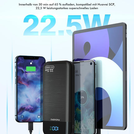 PAIDASHU Power Bank 27000mAh 22.5W väline mobiiltelefoni aku PD20W kiirlaadimisega Power Bank USB C LED-ekraaniga 3 väljundit ja 2 sisendit kaasaskantav laadija nutitelefonidele (002)