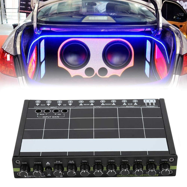 b0chrd25jg, 12 V auto paralleellülitusega ekvalaiser, 7-ribaline ekvalaiser, HiFi ekvalaiser, sõiduki ekvalaiser, 1-osaline auto- või stereo ekvalaiser 7-ribalise ekvalaiseriga