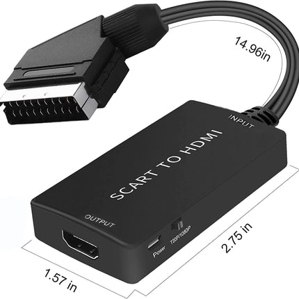 AIFHDAUF SCART to HDMI Converter, Scart to HDMI Adapter HD 720P/1080P Switch Video Audio Converter Adapter for HDTV Monitor Projector Xbox PS3 VHS STB Sky Blu-ray DVD Player