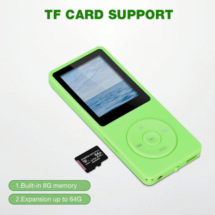 MP3/MP4 Player, Lychee Upgrade, 8 GB Digital Music Player, Portable HiFi Sound with Video/Voice Recording/FM Radio/E-Book Reader, Supports up to 64 GB (Green)