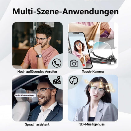 Nutiprillid, Bluetooth-audioprillid meestele ja naistele, integreeritud avatud kõrvaga kahekordse stereomikrofoni ja kõlariga, päikeseprillid sinise valguse filtri ja polariseeritud UV-kaitsega läätsedega, E1306