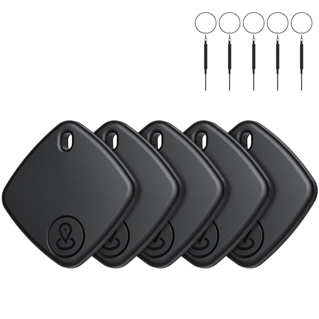 Air Tracker Tag, Suitcase Tracker Compatible with Apple Find My App (iOS Only), Key Finder for Keys, Luggage, Suitcase, Wallet, Worldwide Tracking, Replaceable Battery, Black (5 Pack)