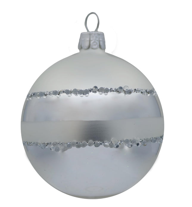 Set of 6 Christmas balls (Ø 7cm) mouth-blown and hand-decorated Christmas tree decorations