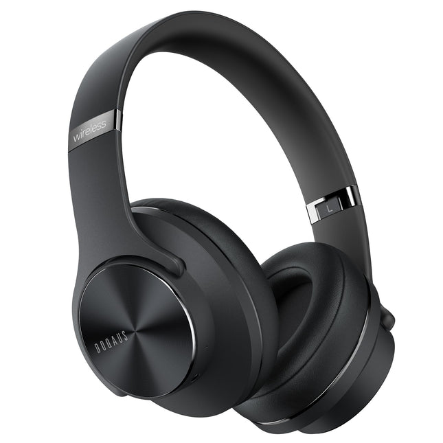 DOQAUS Bluetooth Kopfhörer Over Ear,90 Std Kopfhörer Kabellos Bluetooth mit 3 EQ-Modi HiFi Stereo Faltbare Headset mit Mikrofon weiche Ohrpolster Wireless für Handys/Reisen/Büro/Laptops/PC-Schwarz