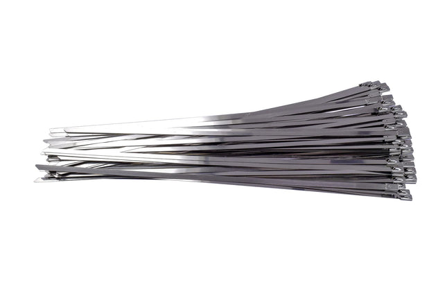 Red Tools stainless steel cable ties, 316 steel, 100-pack, various sizes and lengths, steel band, temperature range between -80° and +540° Celsius (4.6 x 300 mm)