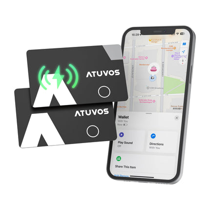 ATUVOS Air Tag kaart (2 tk pakis), rahakoti jälgimiskaart, 1,6 mm laetav käekotiotsija, ühildub Apple Find My rakendusega (ainult iOS, Android ei ole toetatud), reisikohvri/rahakoti/kohvri esemeteotsija
