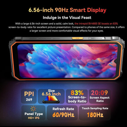Blackview Android 15 Outdoor Smartphone Unlocked BV4800SE, 12GB+64GB(2TB Expansion), 6.56'' HD+, 16MP+8MP Camera, Dual-SIM Waterproof Shockproof IP68 Smartphone, Glove Mode, GPS NFC Orange