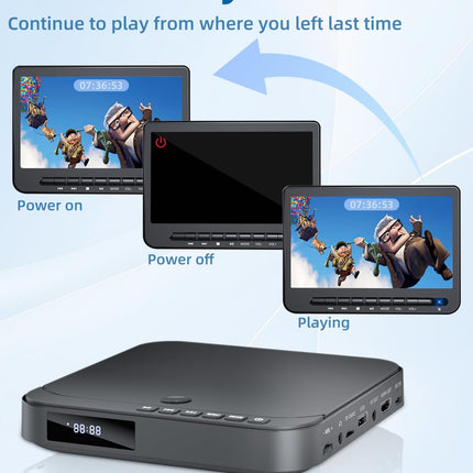Mini DVD player for TV with high-quality drive offers fast and quiet reading, anti-shock, error correction and noise reduction