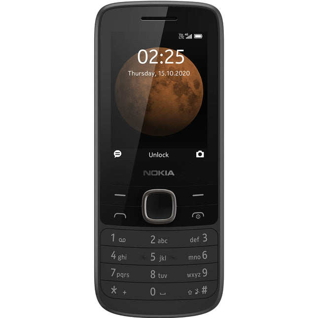 Nokia 225 (2020) 4G kahe SIM-kaardiga mobiiltelefon esmaklassilise disainiga (2,4-tolline QVGA ekraan, 4G tehnoloogia, Bluetooth 5.0, MP3-mängija, FM-raadio, 128 MB mälu (kuni 128 GB microSD kaudu), VGA-kaamera) must