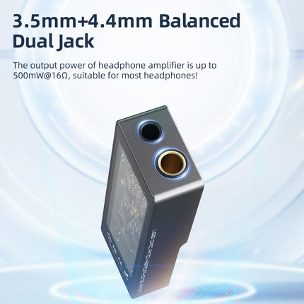 SMSL D10 kõrvaklapivõimendi, kaasaskantav USB DAC 3,5 mm ja 4,4 mm tasakaalustatud kahekordse pesaga, mini-audiovõimendi väljunditega, toetab 500 mW 16 Ω DSD256 PCM 32 bitti/384 kHz kõrglahutusega kõrvaklapivõimendit (must)