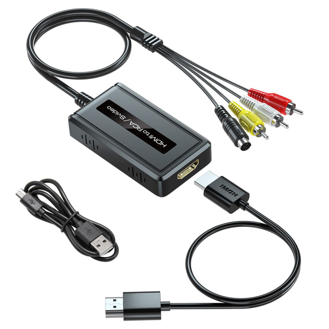PARUIEN 2-ühes HDMI-S-Video/RCA muundur, 1080P S-video adapter, komposiit-AV + R/L-audio muundur, mis ühildub DVD/PS3/PS4/TV-pulgaga