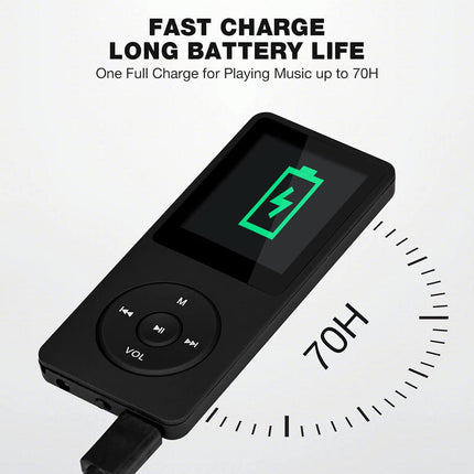 MP3/MP4 Player, Lychee Upgrade, 8 GB Digital Music Player, Portable HiFi Sound with Video/Voice Recording/FM Radio/E-Book Reader, Supports up to 64 GB (Black)