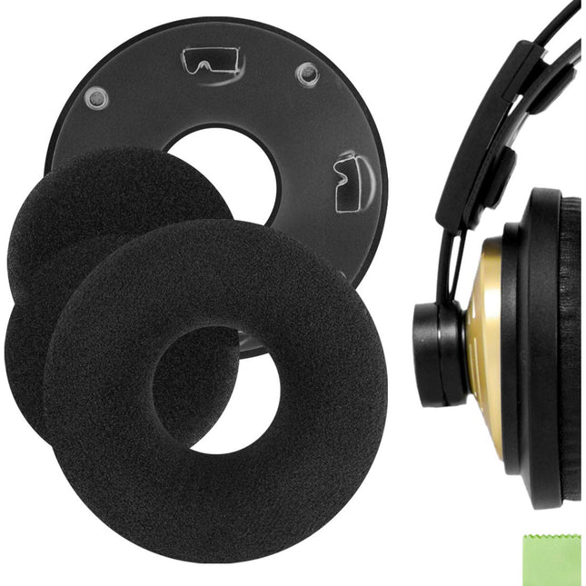 Geekria Comfort Velour Replacement Ear Pads for AKG K121, K121S, K141 MK II, K142 HD Headphones, Headset, Ear Cushions, Repair Parts (Black)