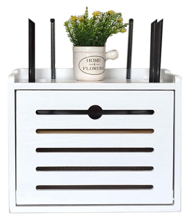 PPGE Home Router Cabinet, Wooden Decoration Box, WiFi Storage Box, Cable Hiding Boxes, Wall-mounted/Desktop Cable Box Wooden Box