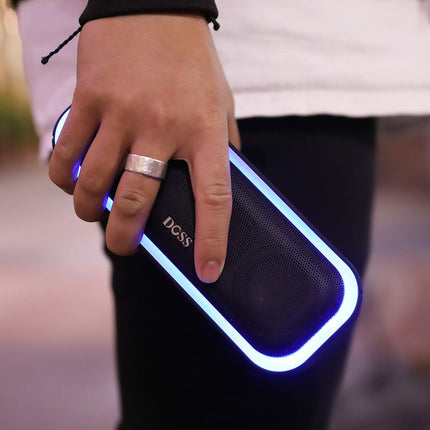 DOSS Bluetooth-kõlar, SoundBox Pro muusikakast Bluetooth, 20W, mitmevärvilised tuled, IPX5 veekindel, 20H aku, traadita stereo sidumine, Bluetooth-kast telefonile, õues, rannas - sinine