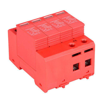 4P Home Surge Protector Low Voltage Arrester 40KA Surge Arrester DIN Rail for Thunder Protection, Three-Phase Four-Wire (4P40KA)