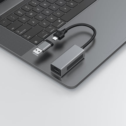2.5G USB3.1 Etherneti adapter, 2-ühes USB-A/USB-C kuni 2.5Gbps Etherneti adapter, USB 3.1 kuni RJ45 võrgumuundur arvuti, sülearvuti, Windowsi, Mac OS Linuxi jaoks