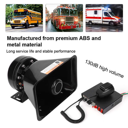 Car Alarm Horn System, 130 dB, 200 W, Loud Car Alarm Horn Kit 9T with Megaphone Speaker