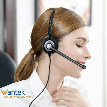 Wantek telefonipeakomplekt RJ11 monofoniline mürasummutava mikrofoniga, kiire lahtiühendamisega, lauatelefoni kõrvaklapid Yealinki, Avaya, Cisco, Grandstreami, Snomi, Panasonicu, KXT IP-telefonidele (600QY1)